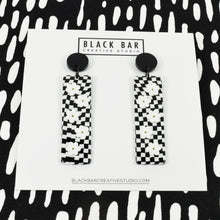 RECTANGLE CHECKERBOARD FLOWER EARRINGS - Available in various colors