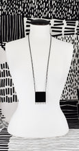 SQUARE BIB WITH DANGLES NECKLACE - Matte Black with Gold, and Matte Black with Silver