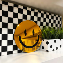 HAPPY FACE MIRROR - Available in 8" and 10" diameters, in gold or silver