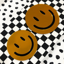 HAPPY FACE MIRROR - Available in 8" and 10" diameters, in gold or silver