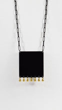 SQUARE BIB WITH DANGLES NECKLACE - Matte Black with Gold, and Matte Black with Silver