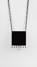 SQUARE BIB WITH DANGLES NECKLACE - Matte Black with Gold, and Matte Black with Silver